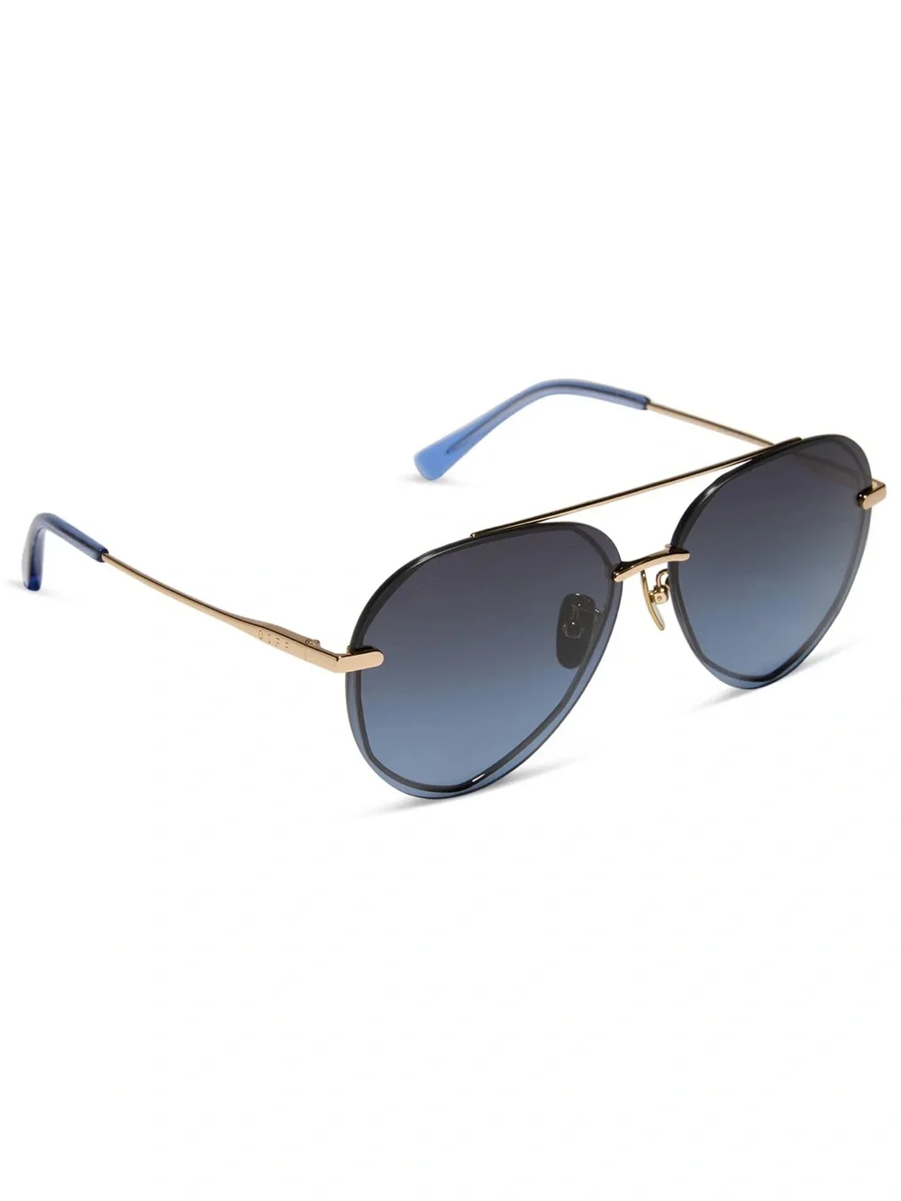 DIFF Lenox Polarized Sunglasses Aviators Gold Frame Blue Gradient Lens NWT